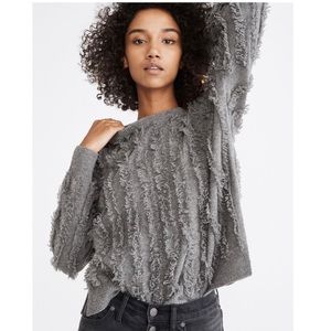Madewell Gray Fringe-Stripe Sweater XS
